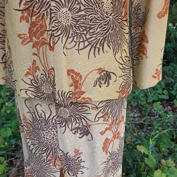 VINTAGE 1960s ALFRED SHAHEEN 2 PIECE JACKET MAXI GOLD HAWAIIAN DRESS Size 10‎ - Picture 3 of 16